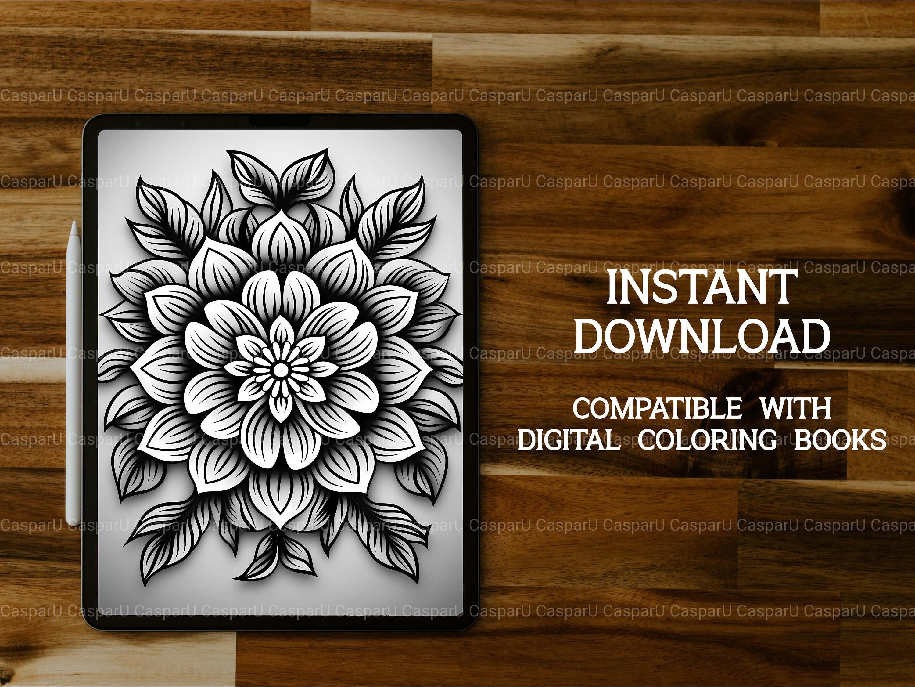 Nature Mandala Coloring Pages for Adults and for Kids 55 Grayscale ...