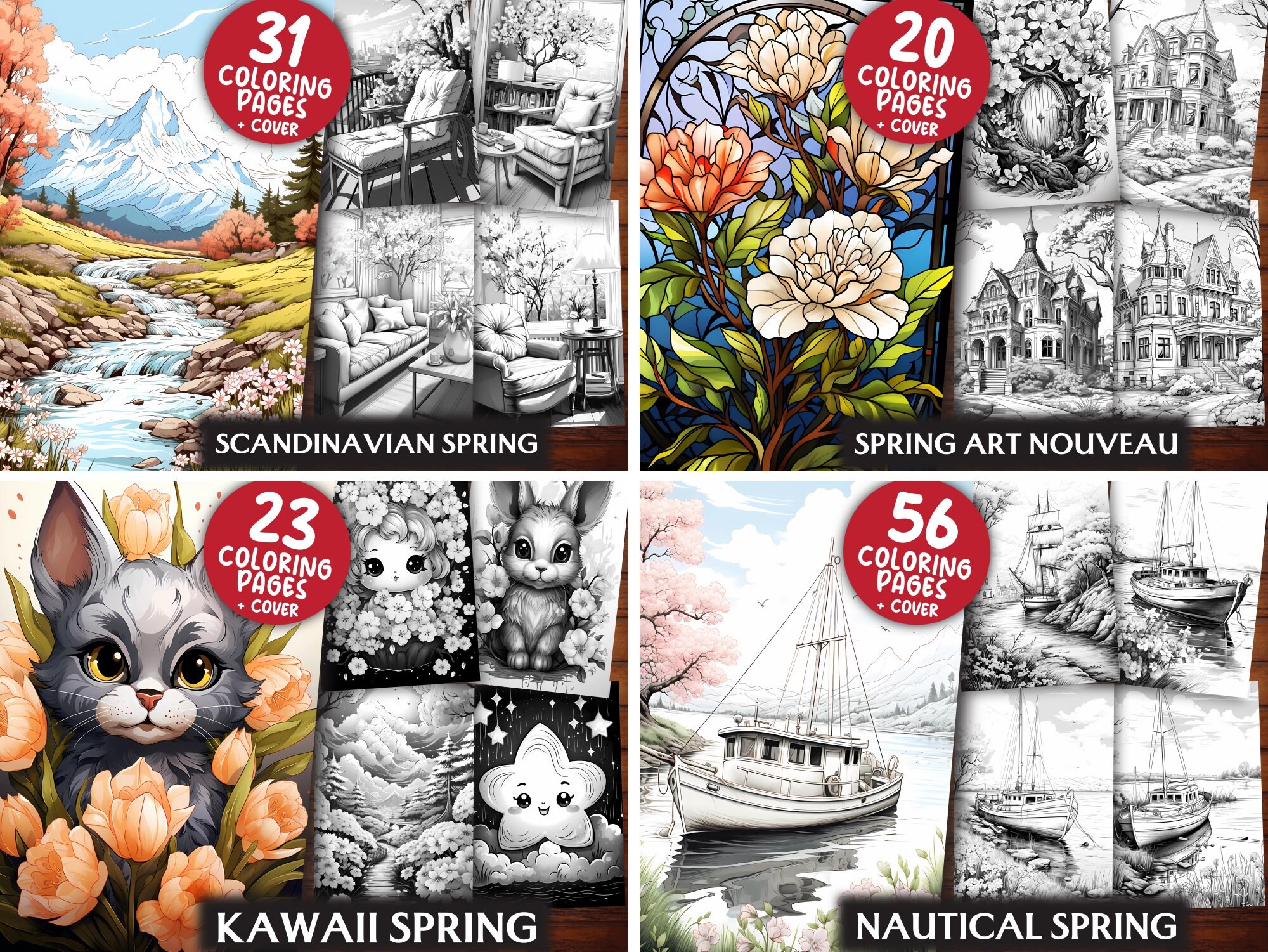 MEGA BUNDLE - Spring Coloring Pages for Adults and Kids - 2500 Spring ...