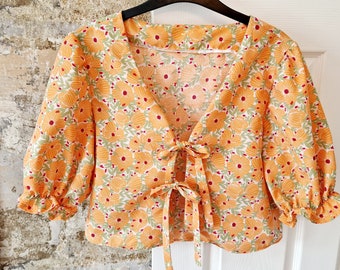 Ladies summer blouse, floral blouse, lightweight summer blouse, tie front blouse,  summer outfit