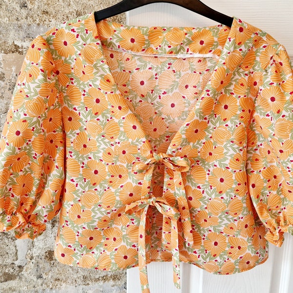 Ladies summer blouse, floral blouse, lightweight summer blouse, tie front blouse,  summer outfit