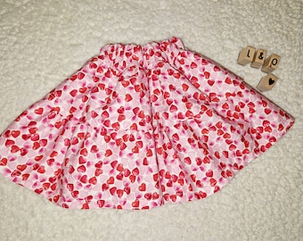 Handmade love heart skirt. Toddler skirtm girls skirt. Pink and red layered skirt. Handmade childrens clothing. Party outfit