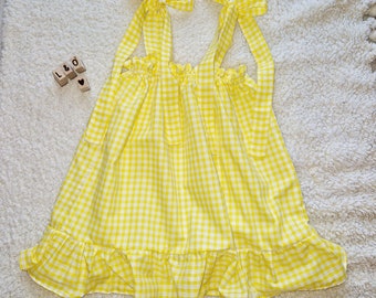 Girls gingham summer dress, girls easter outfit. Handmade kids and baby clothing, birthday gift for daughter