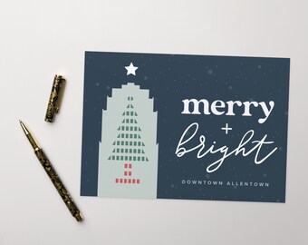 Merry & Bright Downtown Allentown Holiday Card with PPL Tower