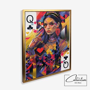 Queen of Kreuz Spielkarte Funky Wand Kunst Poster Bunte Preppy Druck Wohnheim Dekor Preppy Y2k Raum Dekor Ästhetische Maximalist Leinwand