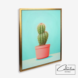 Poster Kaktus Minimalistische Kaktus Leinwand Kunst Kinderzimmer Dekoration Kinderzimmer Wandkunst Geschenk Niedliche Kaktus gerahmte Leinwand Wandkunst