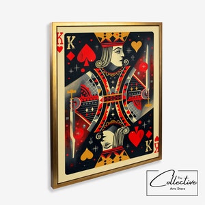 Cartas de jogo de arte em tela para sala de pôquer, arte pop, rei de espadas, impressão de arte de parede, cartas de jogo, pôster, decoração de sala de jogo, cartas de jogo, presente
