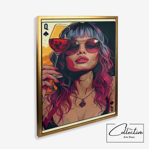 Pik Dame Druck Spielkarte Funky Wand Kunst Poster Bunte Preppy Druck Wohnheim Dekor Preppy Y2k Raum Dekor Ästhetische Maximalist Leinwand
