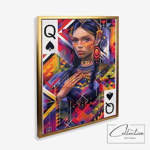 Pik Dame Spielkarte Poster Funky Wand Kunst Bunt Preppy Druck Wohnheim Dekor Preppy Y2k Raum Dekor Ästhetisch Maximalist Leinwand