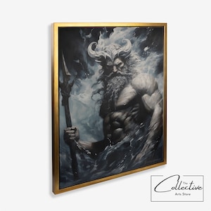 Poseidon Art Poster Poseidon Contemporary Design Art Home Decor Black White Greek Style Wall Art Housewarming Art Present