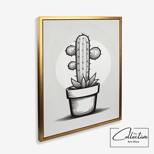 Kaktus Schwarz Weiß Poster Kaktus Wand Kunst Leinwand Kaktus Poster Minimalistischer Kaktus gerahmt Leinwand Wand Kunst Geschenk Floral