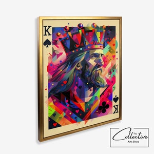 Arte della parete su tela incorniciata Re di picche Re carte da gioco Poster Decorazione della sala giochi Carte da gioco Regalo Sala da poker Stampa artistica Carte da gioco Pop Art