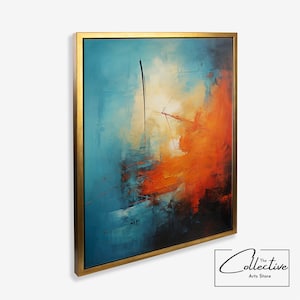 Arte abstracto azul naranja arte abstracto cartel colorido decoración de la pared arte abstracto lienzo pintura al óleo impresión nuevo hogar regalo enmarcado lienzo arte