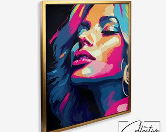 Mujer retrato lienzo colorido femenino pop arte enmarcado cartel nuevo hogar regalo pop arte oficina decoración mujer sensual pop arte enmarcado lienzo