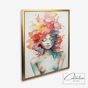 Woman Portrait Painting Anniversary Gift Female Silhouette Wall Decor Feminine Art Interior Styling Woman Painting Framed Canvas Art Gift