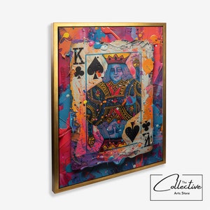 Poster Cartes à jouer Roi de pique Impression d'art mural Roi de pique Décoration de salle de jeux Cartes à jouer cadeau Salle de poker Art sur toile Cartes à jouer Pop Art