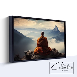 Meditation Poster Monk Portrait Canvas Meditation Wall Decor Monk Zen Art Mindfulness Art Gift Monk Meditation Framed Poster Art