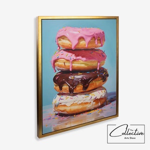 Donut Painting Wall Decor Donut Pop Art Poster Kitchen Gift Diner Styling Donut Framed Canvas Donut Print Pop Art Cake Print Food Decor