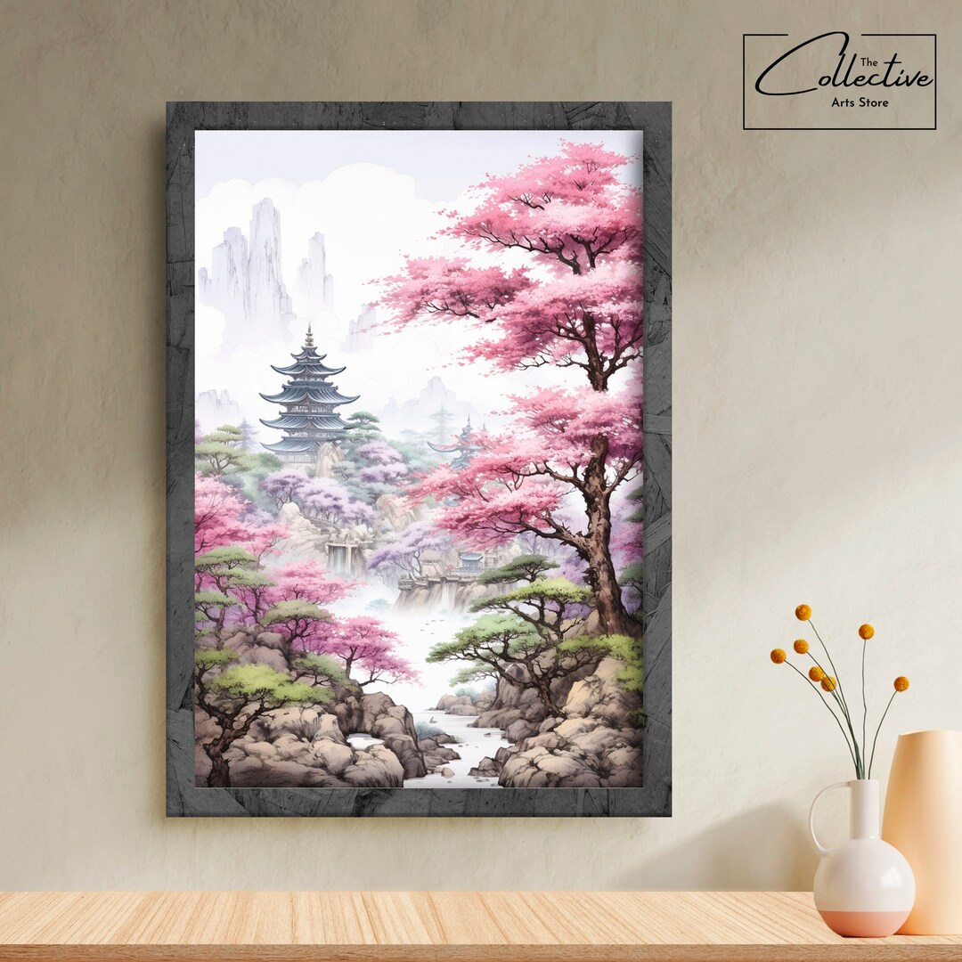 Blossom Tree Poster Landscape Japan Wall Art Blossom Tree Etsy