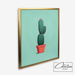 Niedliches Kaktus Poster Wandkunst Floral Minimalistische Kaktus Leinwand Wanddekor Blumen Kaktus Poster Kaktus gerahmt Leinwand Housewarming Geschenk