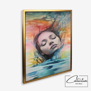 Woman Portrait Framed Poster Woman Sensual Wall Art Gift Female Art Painting Home Interior Styling Framed Canvas Gift Woman Face Drawing