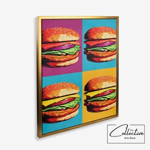 Burger Framed Poster Burger Wall Art Kitchen Decor Fast Food Canvas Burger Art Diner Decor