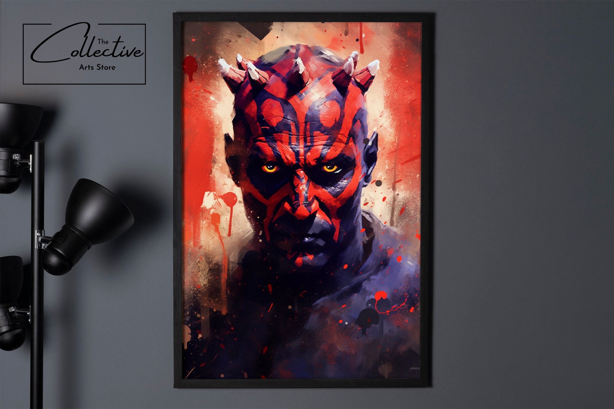 Star Wars handmade oil painting - Darth Maul killing Qui-Gon Jinn fan art