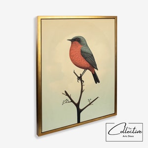 Robin Bird Poster Ritratto minimalista Robin Tela incorniciata Uccello Decorazione da parete Natura Wall Art Robin Pittura Poster Regalo di inaugurazione della casa