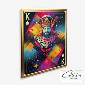 Decoración de sala de juegos, naipes, regalo, rey de espadas, arte de pared, impresión, rey, naipes, póster, sala de póquer, arte en lienzo, naipes, arte Pop