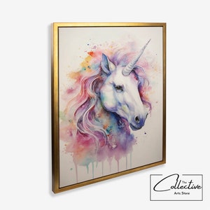 Unicorn Wall Decor Rainbow Unicorn Nursery Wall Art Unicorn Print | Canvas or Poster, Framed or Unframed