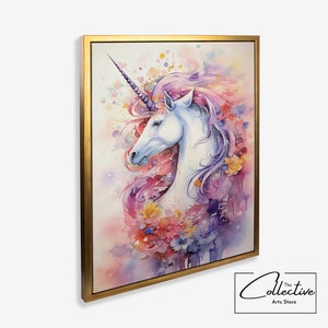 Unicorn Wall Decor Rainbow Nursery Art - Canvas & Poster Options, Framed or Unframed, Perfect for Kids Room Decor