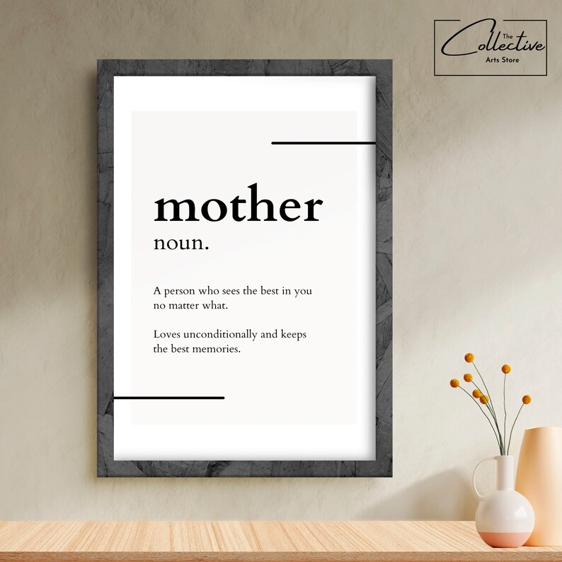 Loving Mother Wall Art Mom Gift Mother's Day Present Mom Definition