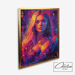 Queen of Hearts Speelkaart Funky Wall Art Poster Kleurrijke Preppy Print Dorm Decor Preppy Y2k Room Decor Esthetische Maximalist Canvas