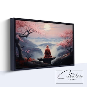 Monk Portrait Framed Poster Meditation Monk Framed Canvas Mindful Art Gift Monk Portrait Canvas Zen Wall Decor