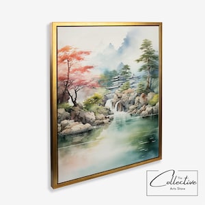 Japan Wald Poster Japan Leinwand Kreation Bäume Japan gerahmtes Plakat Wandkunst Japan grün gerahmte Leinwand Natur Wanddekor Asiatische Naturszene