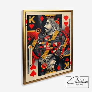 Impression d'art mural King Of Hearts Poster King Playing Cards Poster Décoration de salle de jeux Cartes à jouer cadeau Salle de poker Toile Art Cartes à jouer Pop Art
