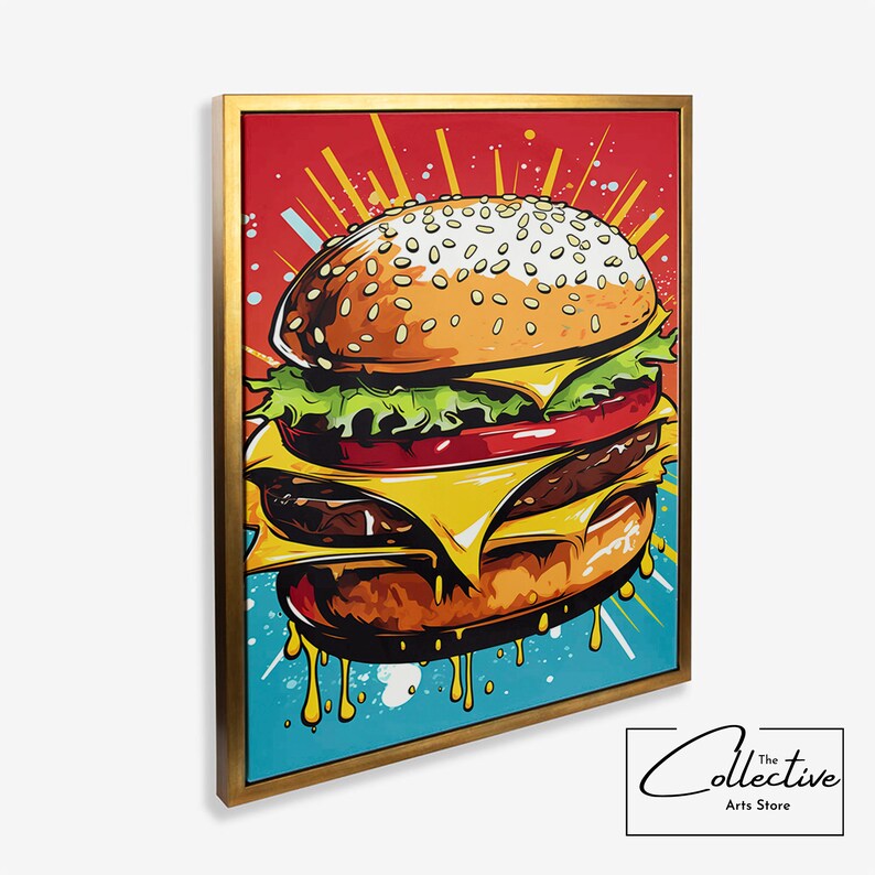 Burger Poster Food Wall Art Fast Food Art Canvas Diner Decor Burger Pop