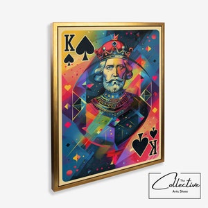 Affiche de cartes à jouer, décoration de salle de jeux, cadeau de cartes à jouer, impression d'art mural roi de pique, impression d'art mural, salle de poker, art sur toile, cartes à jouer, pop art
