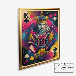 Póster de King Of Clubs para pared, póster de naipes, decoración para sala de juegos, regalo para sala de póquer, arte en lienzo, cartas de juego, arte Pop
