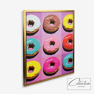 Donut Pop Art Poster Donut Canvas Wall Decor Chef Gift Restaurant Decoration Food Lover Gift Donut Print Pop Art Cake Image Art Food Decor