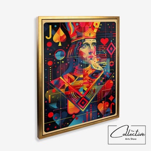 Jack of Spades Spielkarte Funky Wand Kunst Poster Bunter Druck Spielraum Dekor Pokerraum Kunst Ästhetischer Maximalist Leinwand