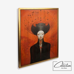 Póster de arte abstracto asiático, retrato abstracto de mujer, decoración de pared abstracta, arte de habitación de hotel, lienzo enmarcado, arte abstracto, nuevo regalo para el hogar, decoración de oficina
