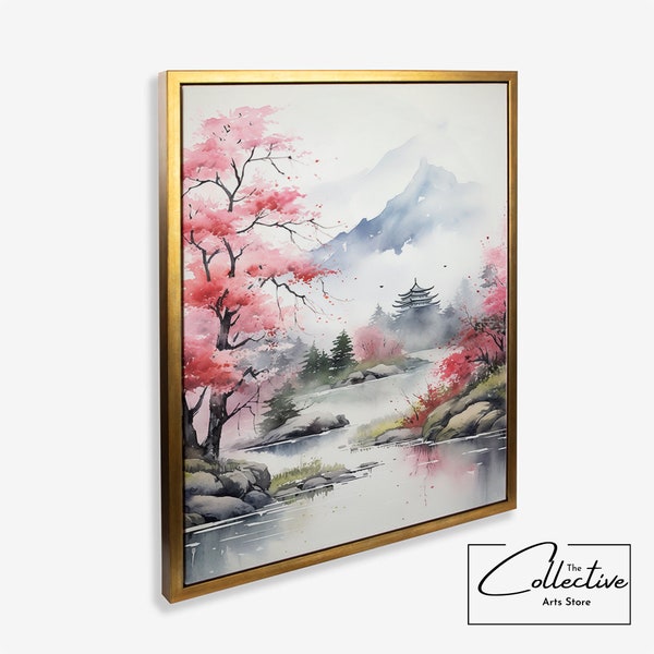 Affiche de jardin zen du Japon, impression du Japon, affiche encadrée du Japon calme, art mural, affiche du japon, toile encadrée, décoration murale de montagne du Japon, art de l'Asie