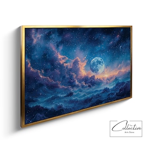 Mond Wandbild, Raumdekor, Space Painting, Nachthimmel, Raumdekor, Raumdekor, Kunst Geschenk | Leinwand, Poster, gerahmt oder ungerahmt