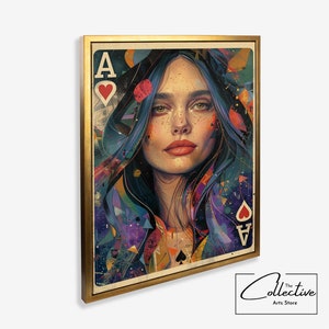 Spielkarte Druck Ace of Hearts Funky Wand Kunst Poster Bunt Preppy Print Wohnheim Dekor Preppy Y2k Raum Dekor Ästhetische Maximalist Leinwand