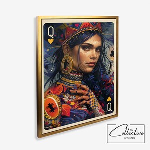 Koningin van harten canvas kunst speelkaart funky poster kleurrijke preppy print Dorm decor preppy Y2k kamer decor esthetische maximalistische canvas