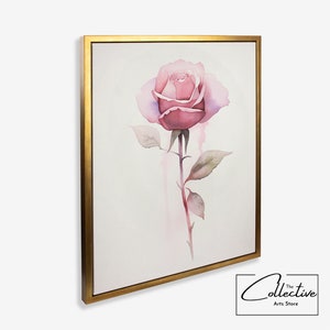 Cartel de acuarela rosa arte minimalista lienzo rosa acuarela pared arte vivero decoración floral pared arte regalo rosa acuarela cartel enmarcado