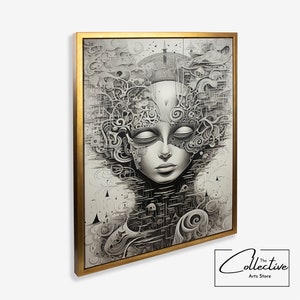 Imagen de arte de fantasía, póster de arte abstracto, arte geométrico de fantasía, retrato de mujer abstracto, dibujo de fantasía, lienzo, arte de oficina, decoración de habitación de Hotel