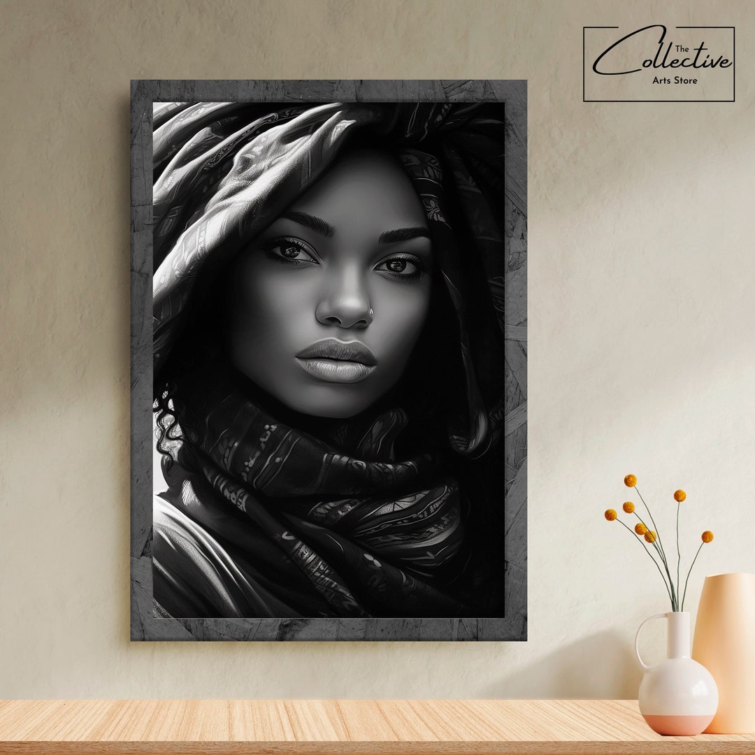 Black White Image of A Woman Black White Portrait Poster Picture of A