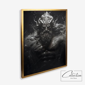 Atenas inspirado en el arte de la pared Poseidón enmarcado cartel impresión decoración del hogar decoración de la pared griega leyendas griegas cartel arte regalo de calentamiento del hogar