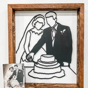 Framed 3D Line Art || Custom Portrait || Hand Cut Custom Wood Wall Art